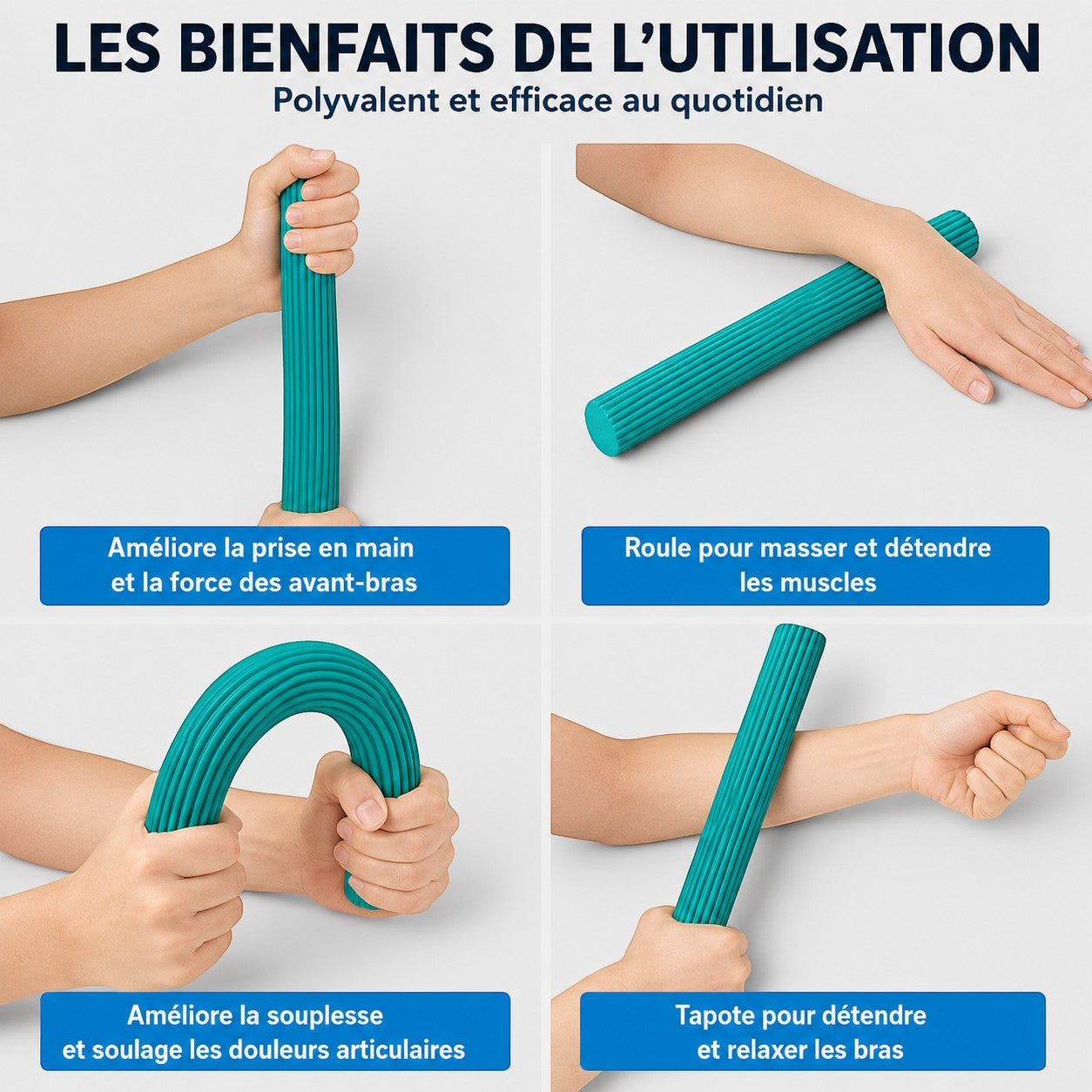 Bâton de résistance flexible Padel Shark turquoise pour renforcer le grip, masser les muscles et améliorer la souplesse