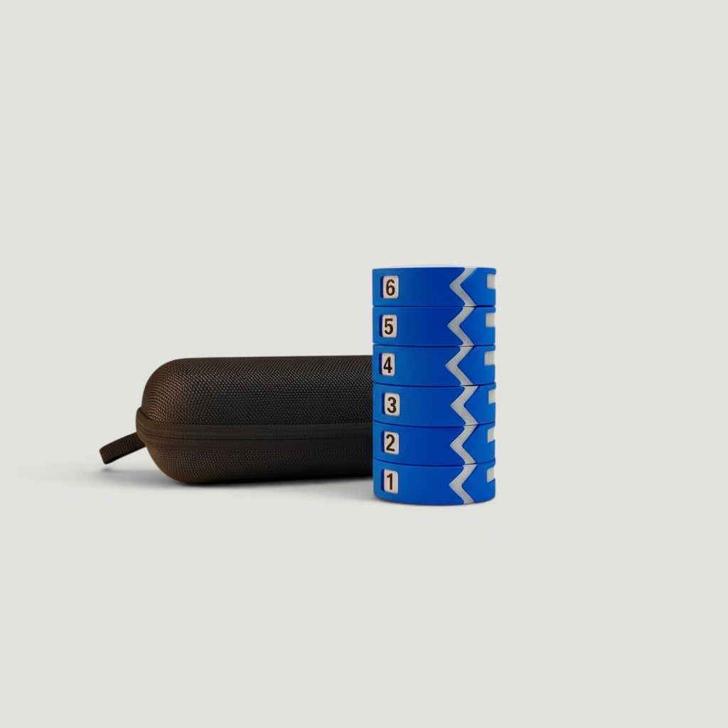 Padel Shark Lampes de réflexes bleues empilées avec étui de rangement noir, parfaites pour améliorer le temps de réaction et la coordination.