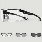 Lunettes de sport Padel Shark photochromiques noires, verres ajustables, protection UV, idéales pour le padel.