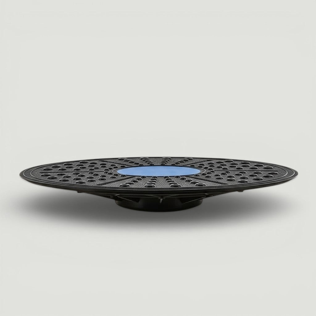 Padel Shark black balance board with non-slip surface, 14-inch diameter, 16-degree angle, holds up to 300lbs.
