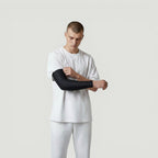 Padel Shark black compression arm sleeve for optimal forearm and wrist support during padel matches.