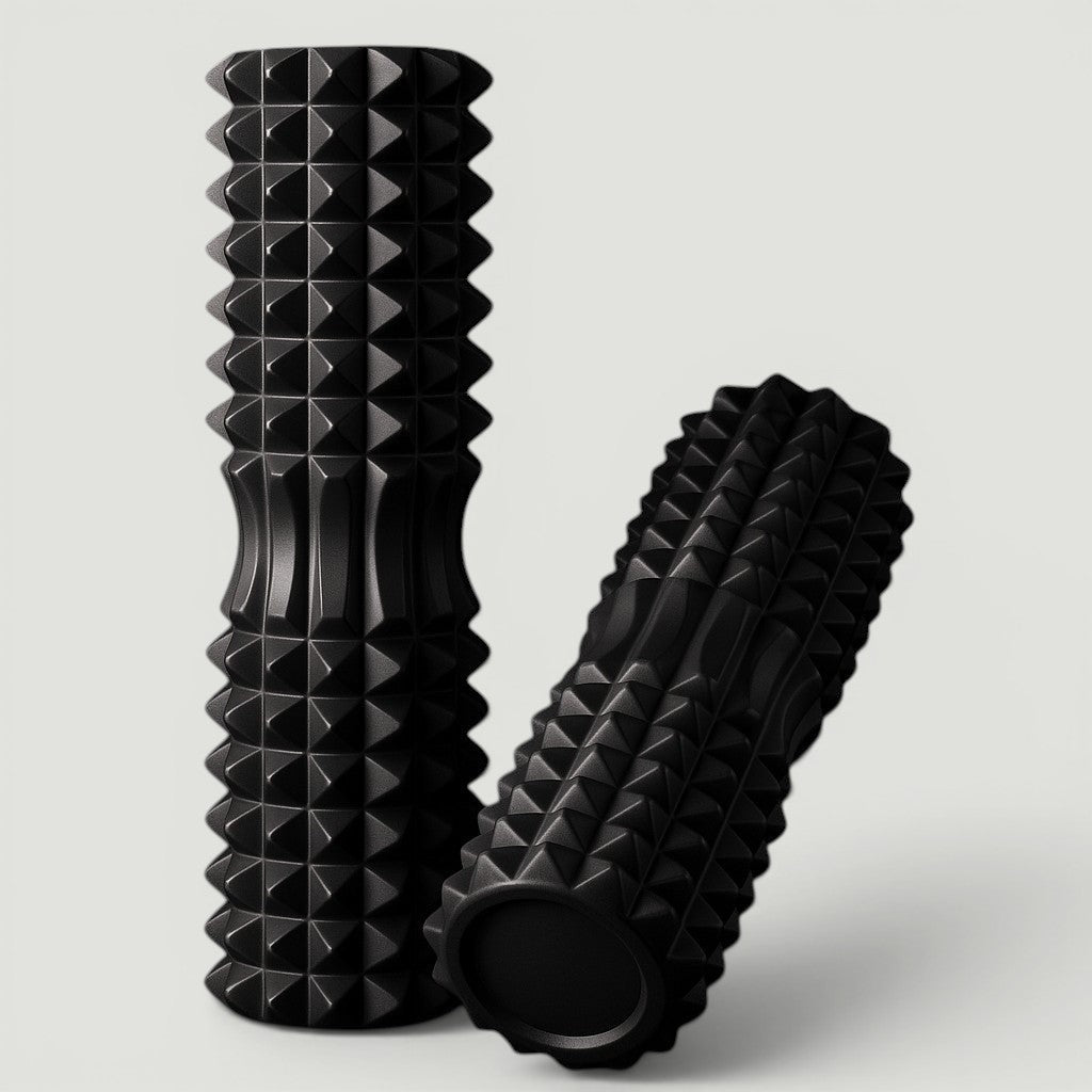 Padel Shark black textured foam roller for deep muscle massage and improved flexibility.