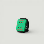 Padel Shark green wristband score counter for tracking points and games during play. Features red lettering.